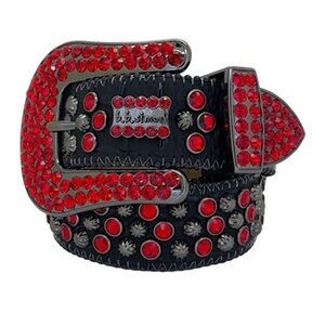 B.B. Simon Black Belt with Red Crystal Accents